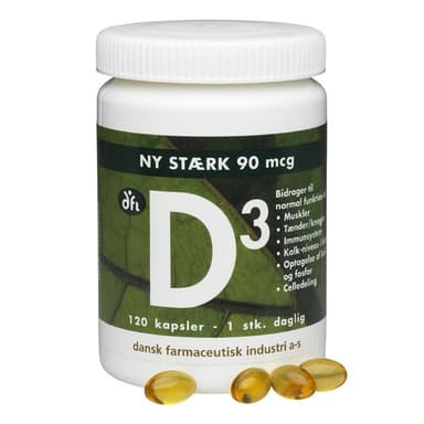 Dansk Farmaceutisk Industri DFI D3-Vitamin 90 mcg 120 kaps.