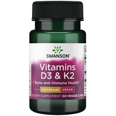 Tongkatbutiken.se Swanson - Vitaminer D3 & K2 - 60 kapsler