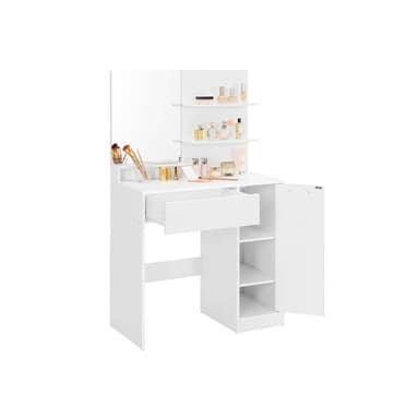 Designhome Sminkebord med spejl og skab 80 cm hvid
